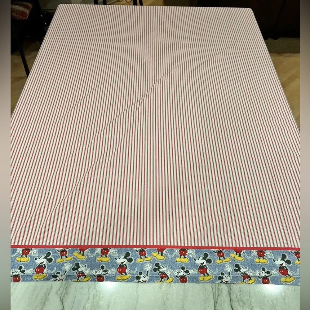 Vintage 90s Mickey Mouse Walt Disney TWIN FLAT Sheet Striped